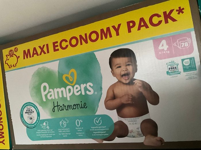 Boîte de couches Pampers harmonie taille 4, 30 % avec code remise