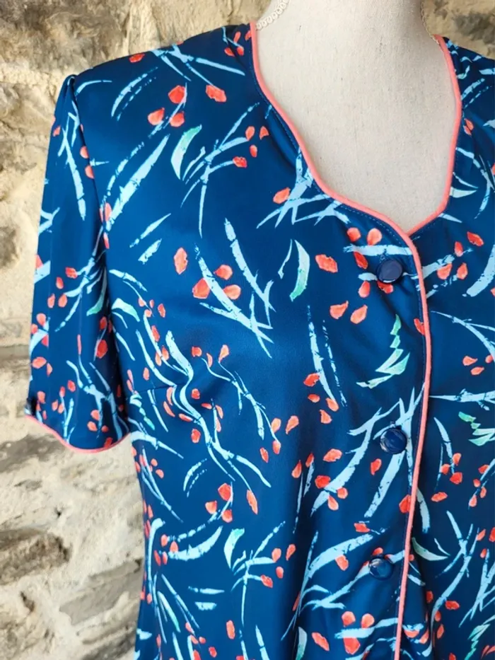 Robe vintage bleue et corail Charmance Taille 38 - photo numéro 4