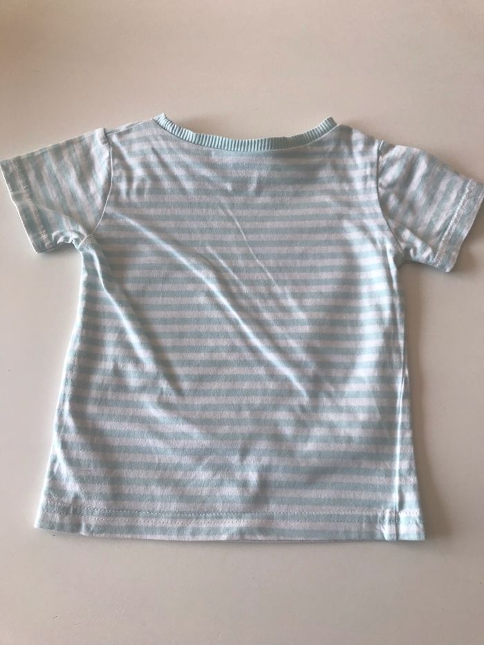 T-shirt bébé rayé turquoise Mickey 18 mois - photo numéro 2