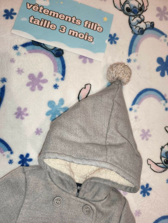 Manteau fourré Fille Kiabi - 3 mois - gris - Etat : Excellent - photo numéro 3