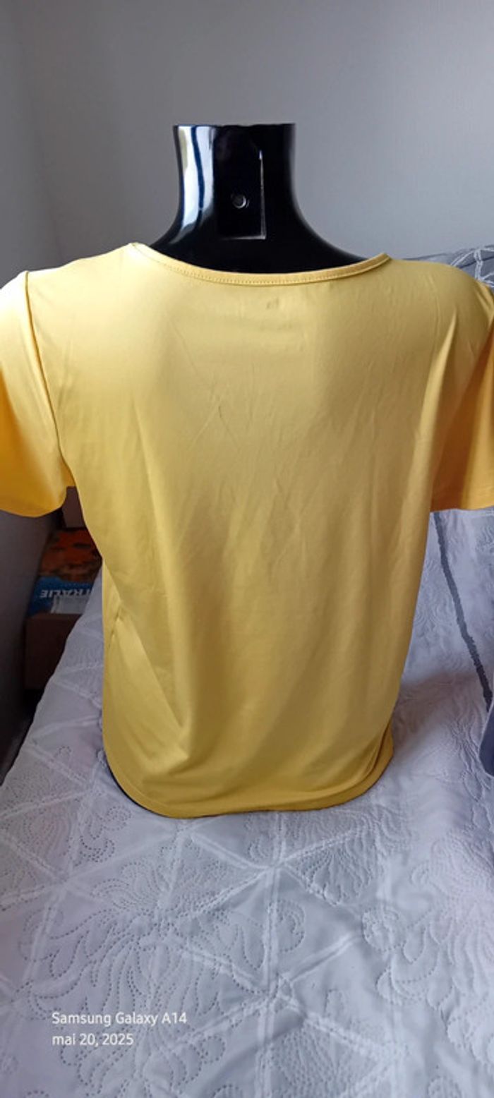 Tee-shirt fluide basique col en V jaune femme XL shein - photo numéro 9