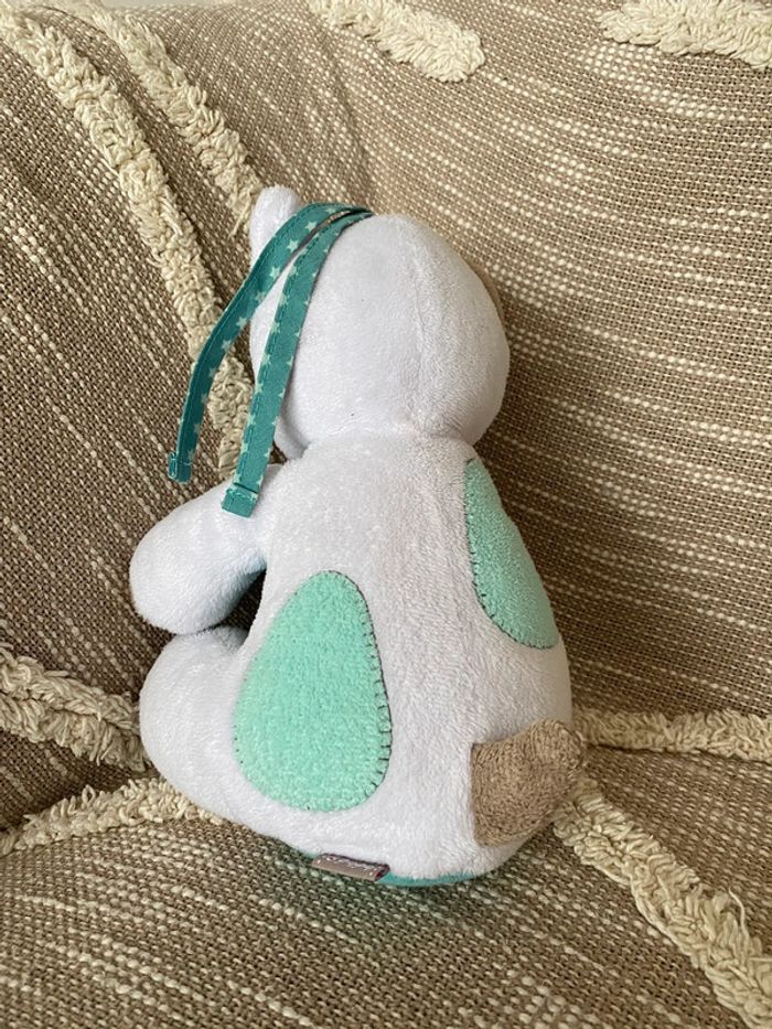 Peluche doudou musical 28cm Bébé 9 renard blanc et bleu très bon état - photo numéro 4