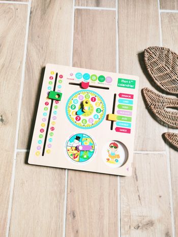 🌞Planche panneau d'activités calendrier perpetuel la météo et le temps en bois