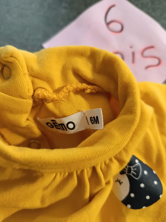 T-shirt jaune hérisson 6 mois - photo numéro 3
