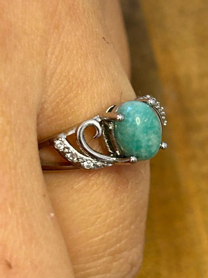 Bague réglable en laiton et en amazonite – Harmonie & Confiance - photo numéro 2