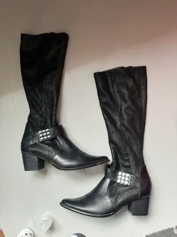 Bottes noir - Bottes en cuir noir / Bottes hautes noir