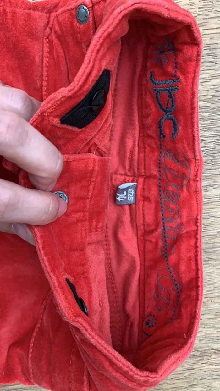 Jupe rouge orangé bébé velours - photo numéro 2