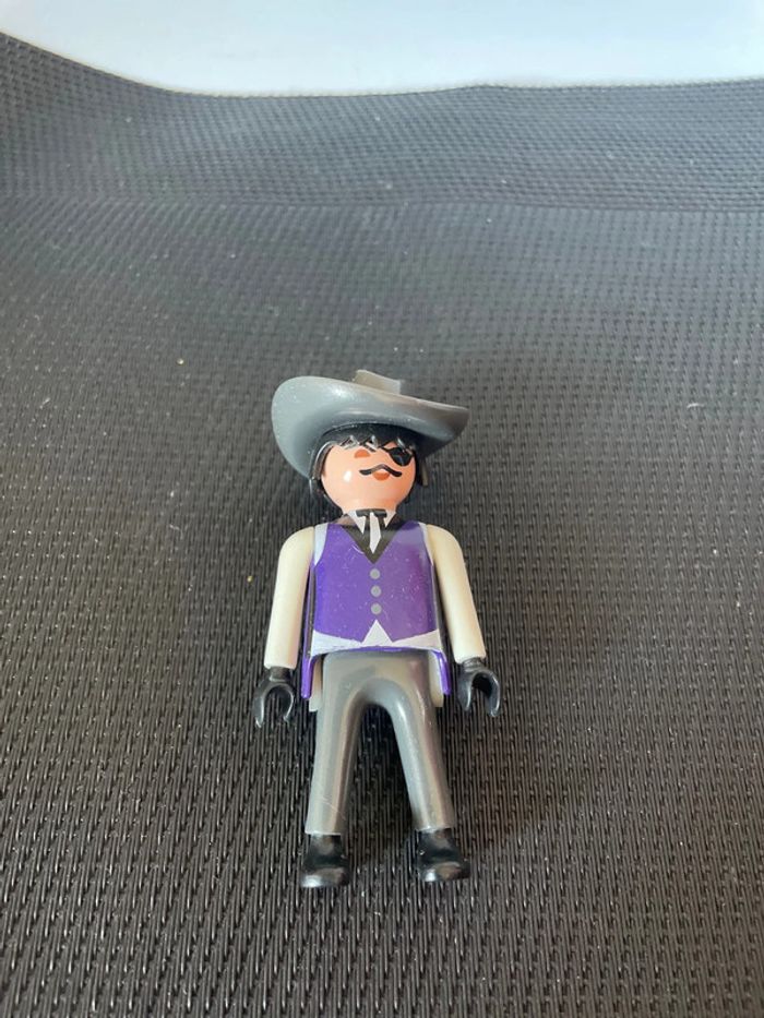 Playmobil figurine cowboy vestons violet borgne cache œil western far West - photo numéro 2