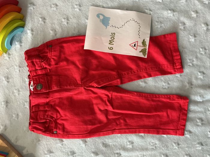 pantalon rouge taille réglable 6 mois creeks - photo numéro 3