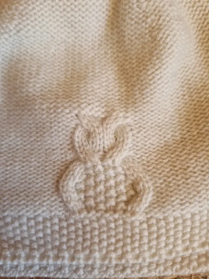 Jolie bonnet blanc lapin jacadi taille 51 en laine - photo numéro 2