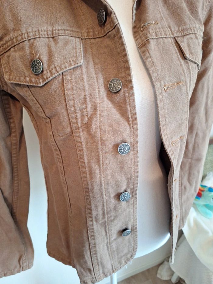 Veste en jean taupe vintage ober t36 cintré #F36S-028 - photo numéro 2