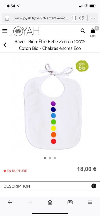 Joyah bavoir coton bio neuf