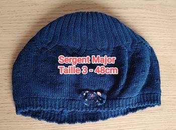 Bonnet Sergent Major doublé bleu marine taille 3 48 cm fille