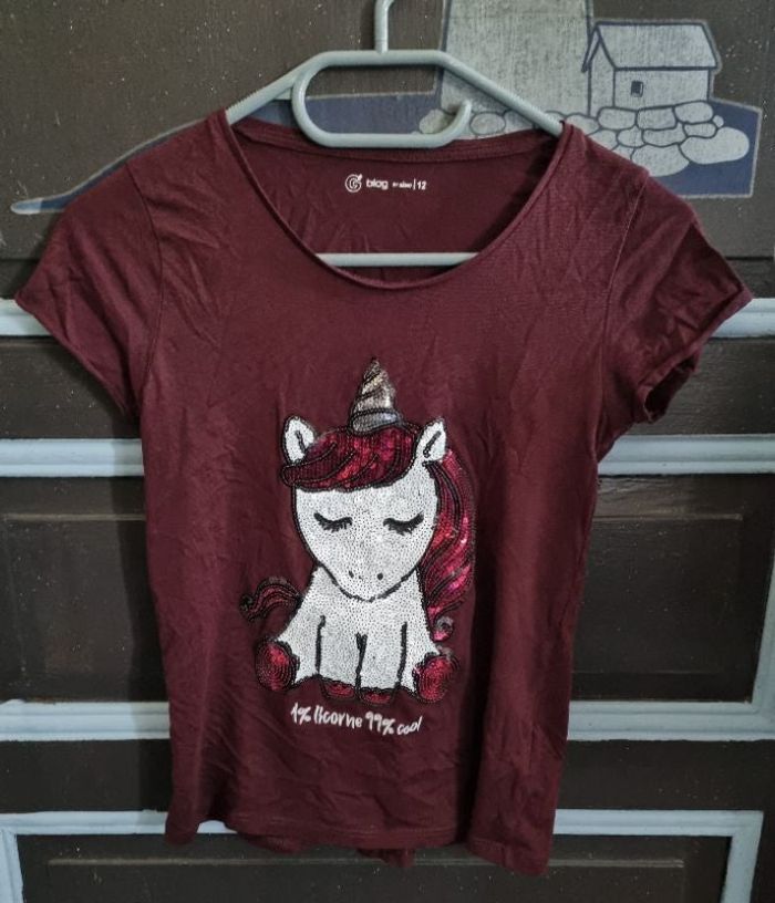 T-shirt licorne en sequins 12ans