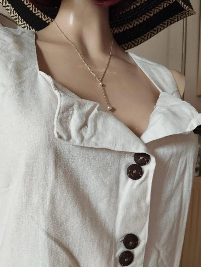 🌿Robe Longue Boutonnée Lin Mandarine T38/40🌿 - photo numéro 4