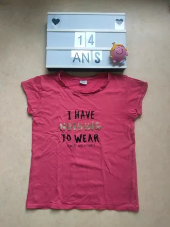 Tee-shirt rose à message 14 ans Tape à l'oeil