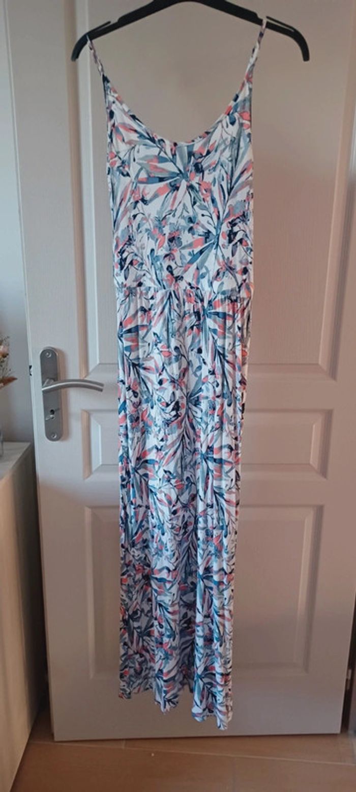 Magnifique robe longue femme floral blanc/bleu/rose - photo numéro 2