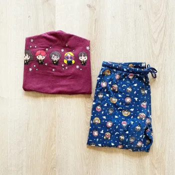 Undiz X Harry Potter Collab' Ensemble Pyjama Femme Sleeping Wear Hogwarts Geek (Taille M)