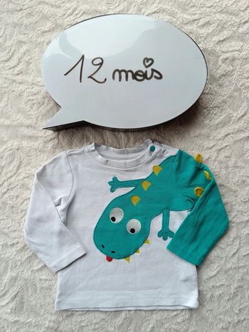 Sweat léger tee shirt manches longues Garçon 12 mois Dinosaure dragon Orchestra