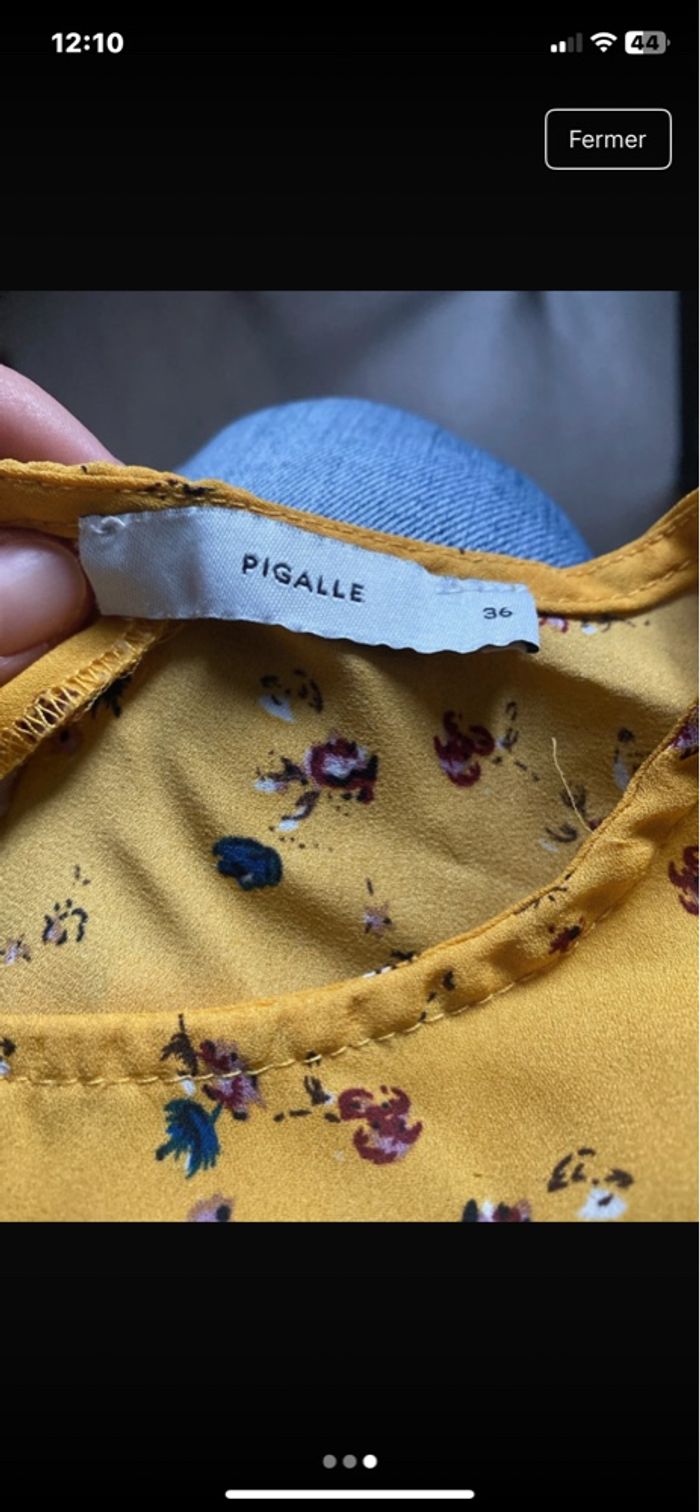 Blouse jaune moutard pigalle taille s - photo numéro 3