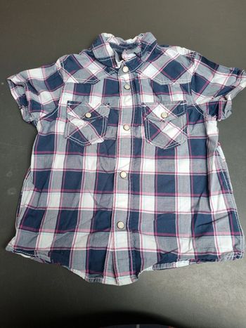 Chemise à carreaux bleue rose et blanche