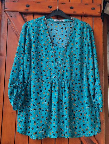 Blouse neuve bleue imprimée, Christine laure, taille 3/38