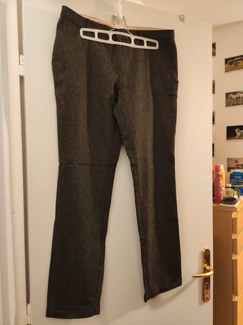 Pantalon style à pince marron chiné