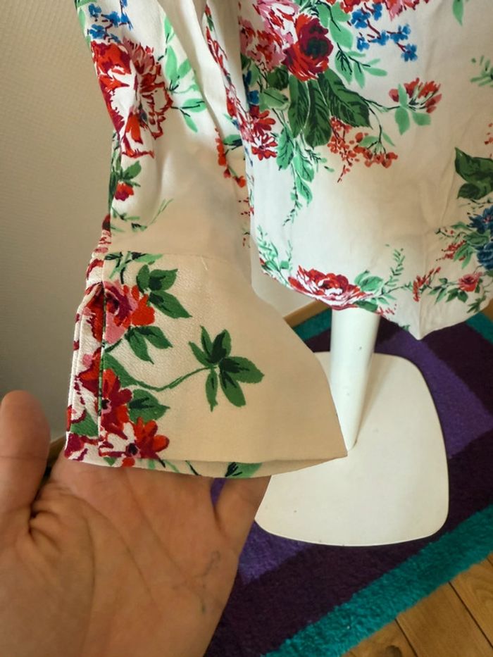 Blouse blanche à fleur en très bon état taille S Zara - photo numéro 6