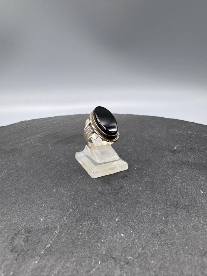 Bague agate noire, homme, femme - photo numéro 3