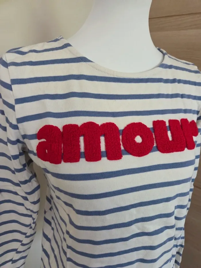 T-shirt marinière "Amour" taille M - photo numéro 2