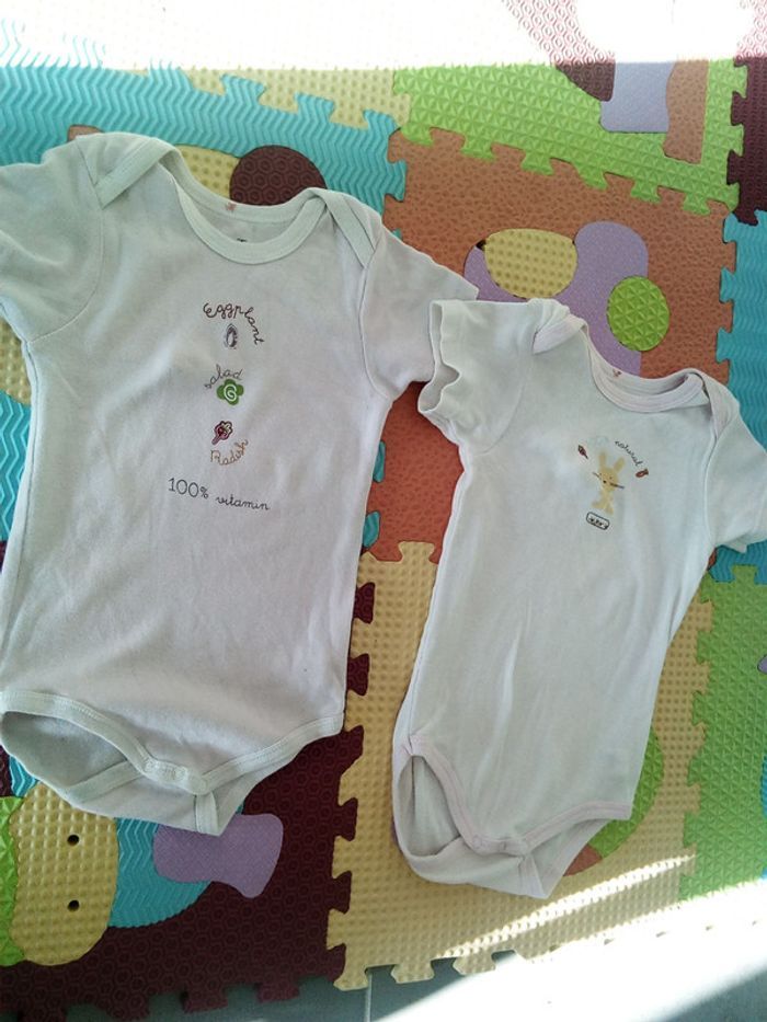 Lot de 2 bodies manches courtes en 18 mois