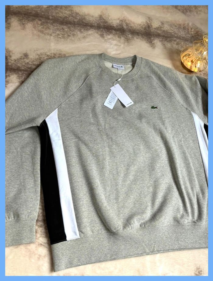 Sweatshirt - Pull Lacoste Gris Logo brodé Neuf 3XL - photo numéro 2