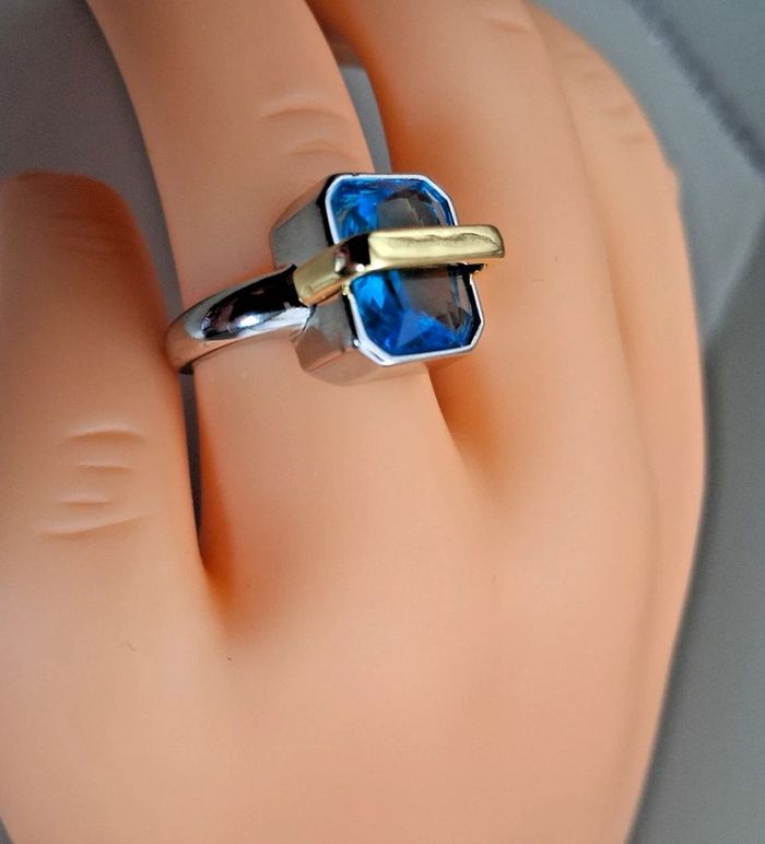 Bague En Argent 925 + grand  zirconium bleu  marque hippie & bohème  by petits hauts - photo numéro 3
