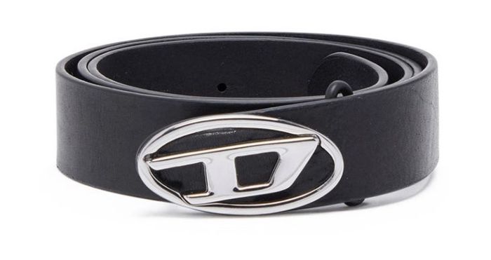 Ceinture Diesel cuir noir boucle D argentée 105 cm neuve