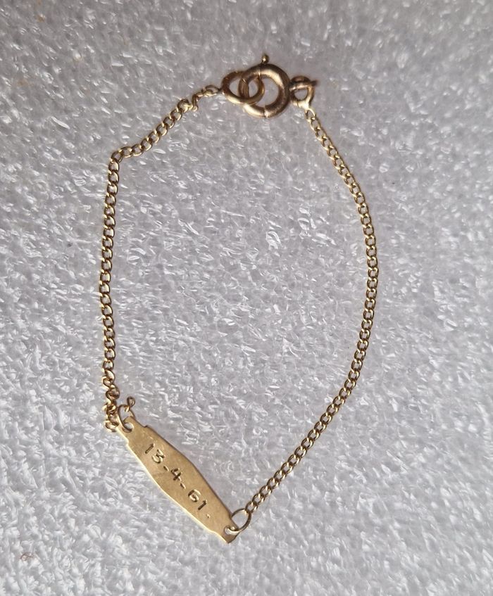 💛 Bracelet gourmette en or 18K – gravé “Laurence” (daté 13.4.61) - photo numéro 6