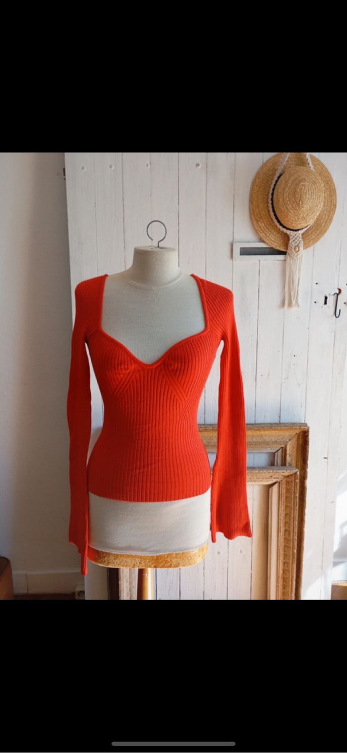 Top femme couleur rouge corail H&M taille S