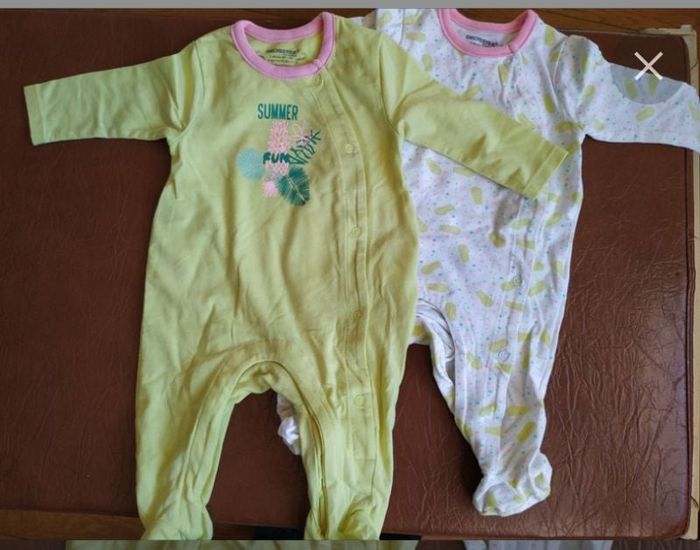 Lot de 2 grenouillères coton