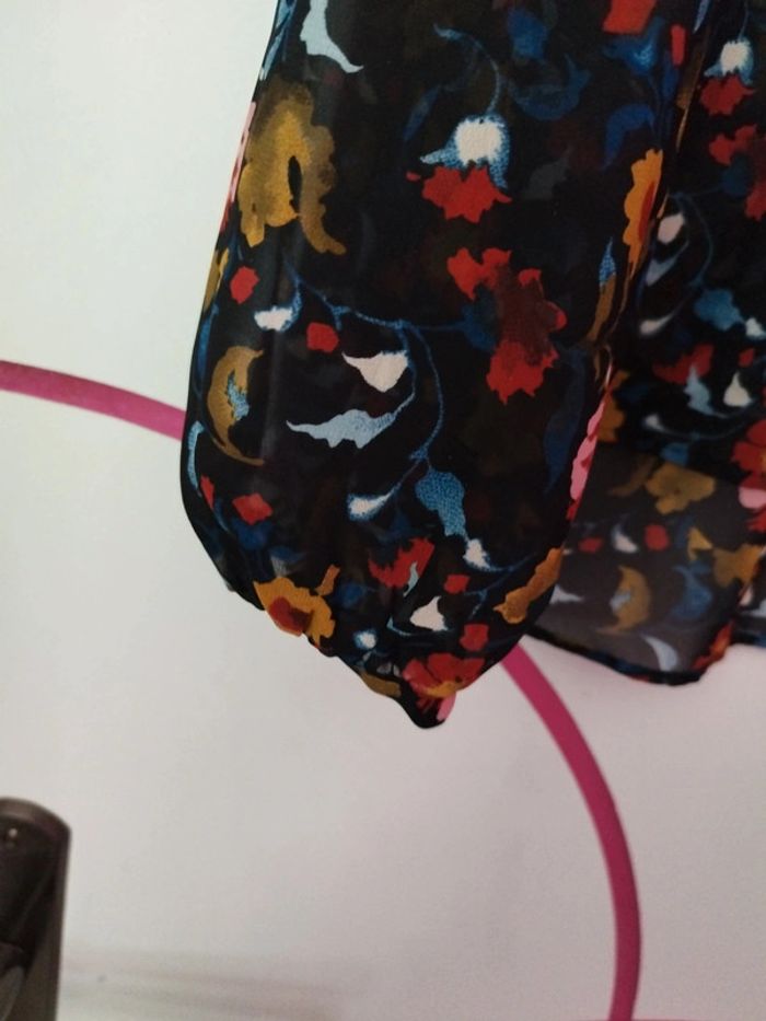 Blouse en voile a motif fleuri femme zara taille s 3 - photo numéro 3