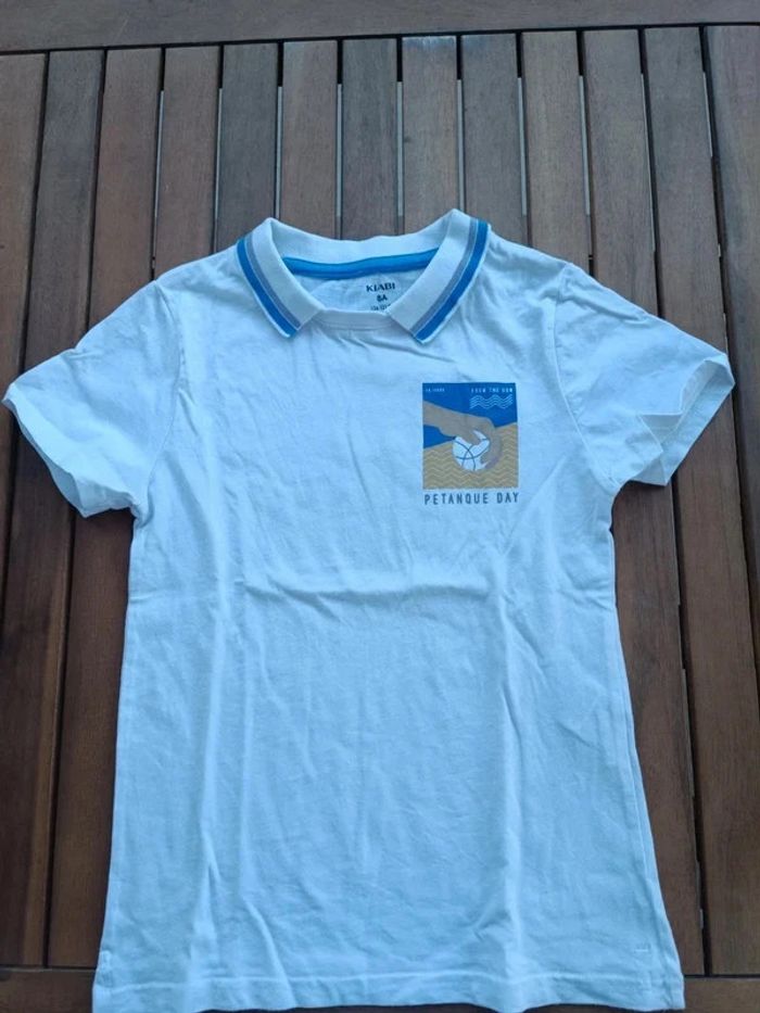 Tee shirt effet polo pétanque 8 ans