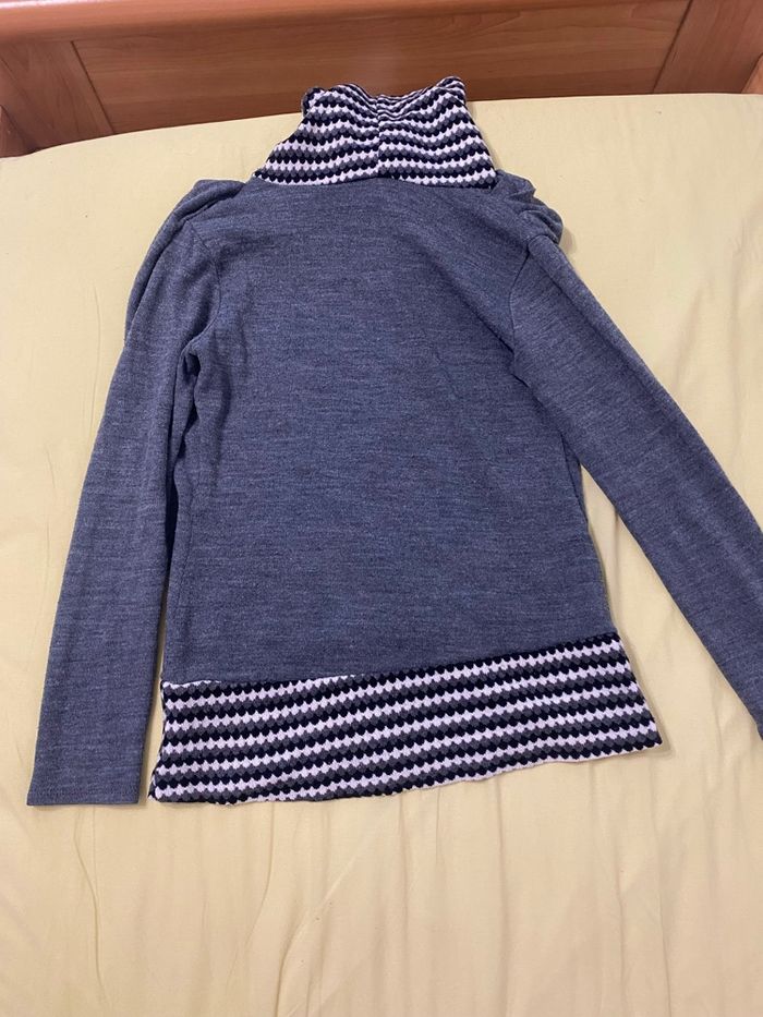 Pull gris col haut col roulé large - photo numéro 2