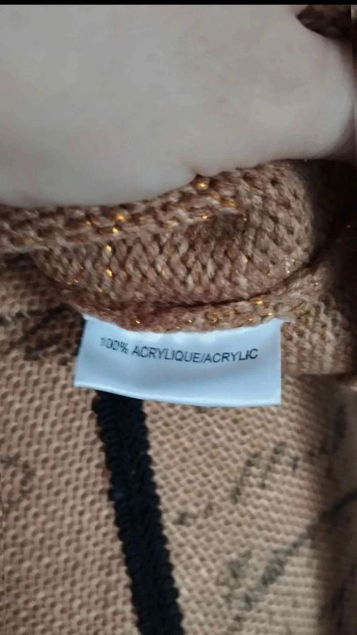 Pull  marron beige  fil  doré taille  38/40 - photo numéro 9
