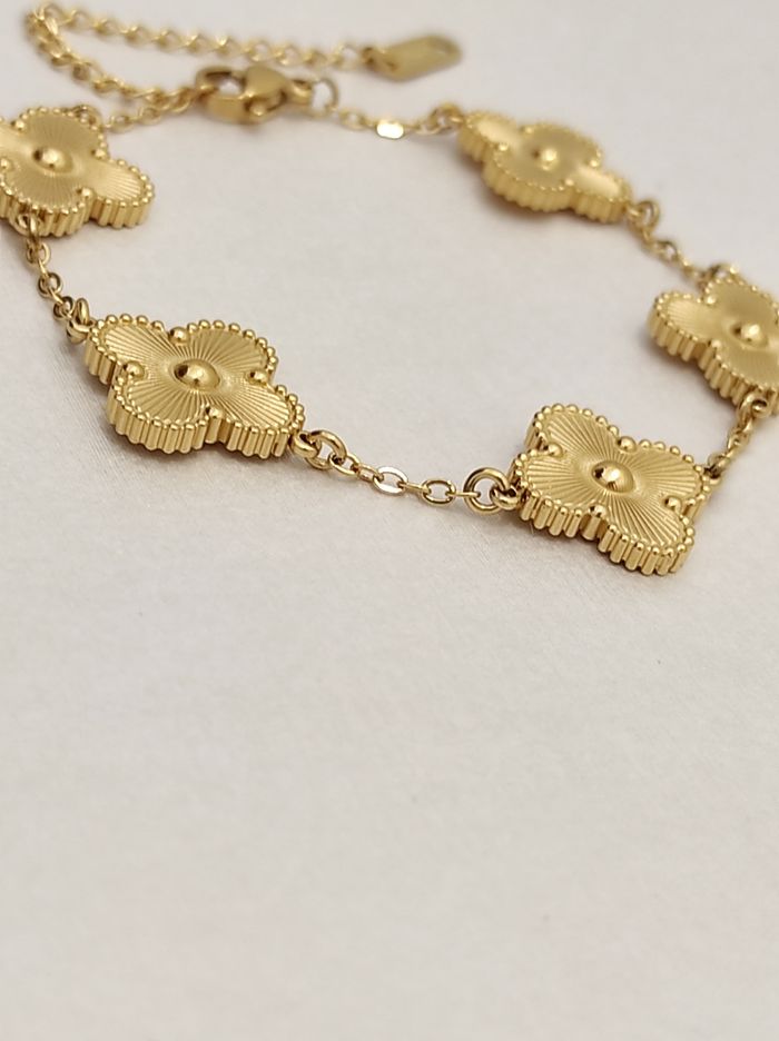 Bracelet tréfle à quatre feuilles plaqué or 18carats - photo numéro 2