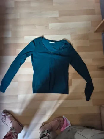 Pull camaïeu vert canard S tbe