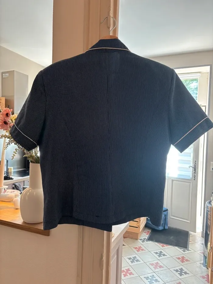 Veste courte à rayures bleu marine - Taille L - photo numéro 2
