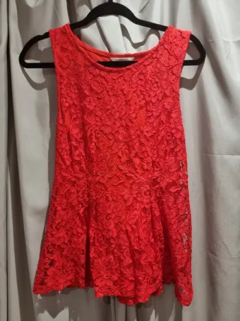 Débardeur rouge dentelle camaïeu