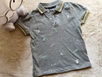 Polo gris motif surf IKKS - taille 3 ans