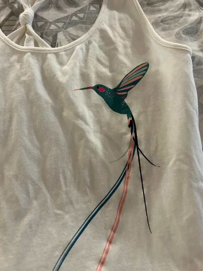 Débardeur blanc motif colibri - photo numéro 3