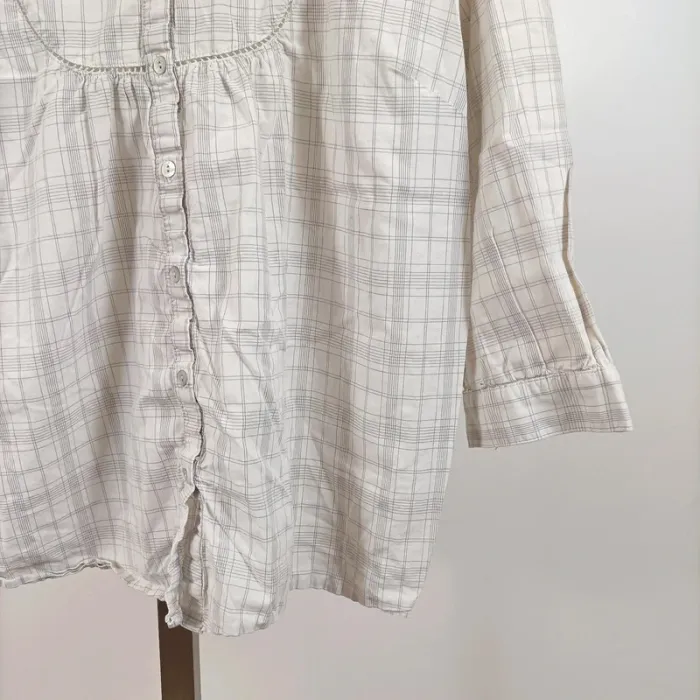 Pyjama 2 pièces Miss Helen à carreaux beige 100 % coton – taille 42-44, coupe loose A1062 - photo numéro 5