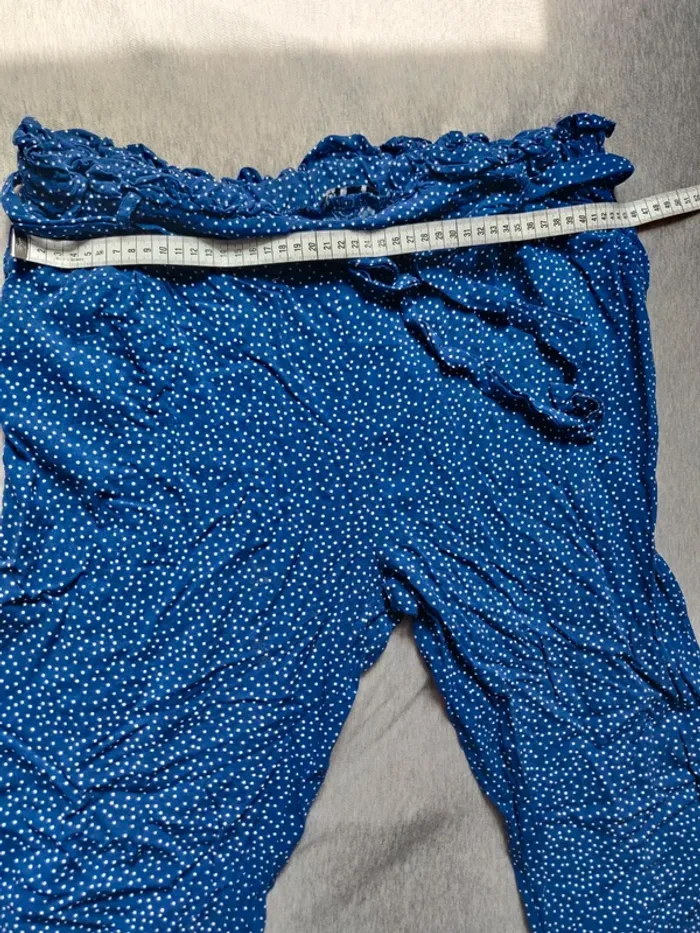 Pantalon léger Tex taille L bleu et blanc - photo numéro 4