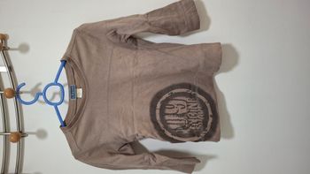 T-Shirt beige manches 3/4, taille 5-6 ans, Okaou
